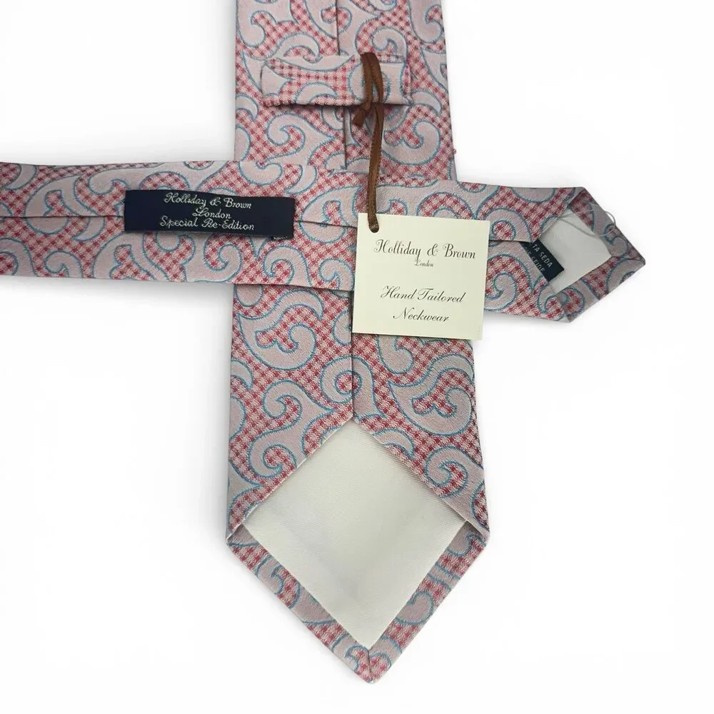 Holliday & Brown Special Re-Edition Men's Silk Necktie Pink Hand Made Italy NWT